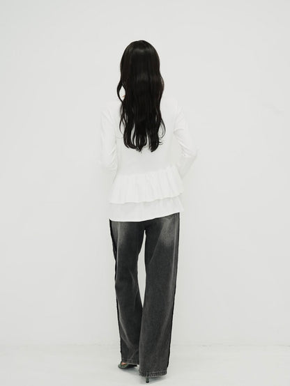 frill front ribbon cardigan