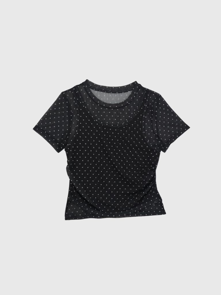 double layered dot sheer tops