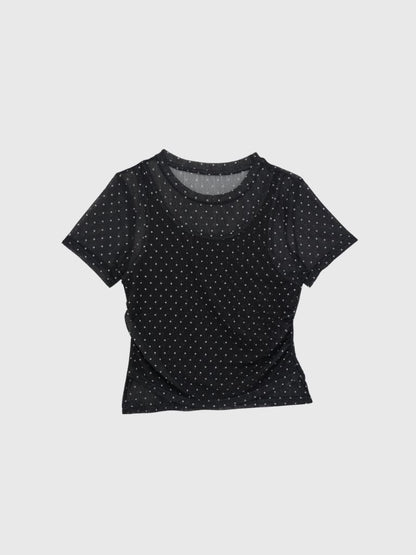 double layered dot sheer tops