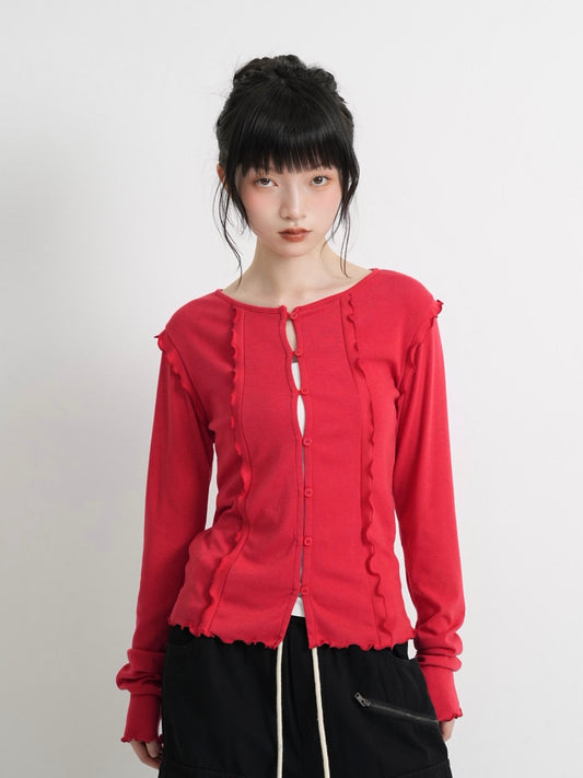 frill trim cardigan