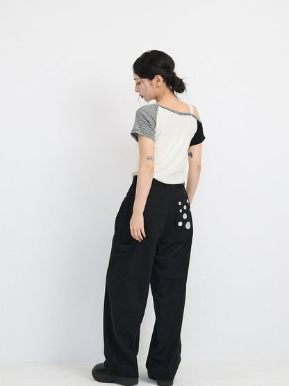 contrast one shoulder tops
