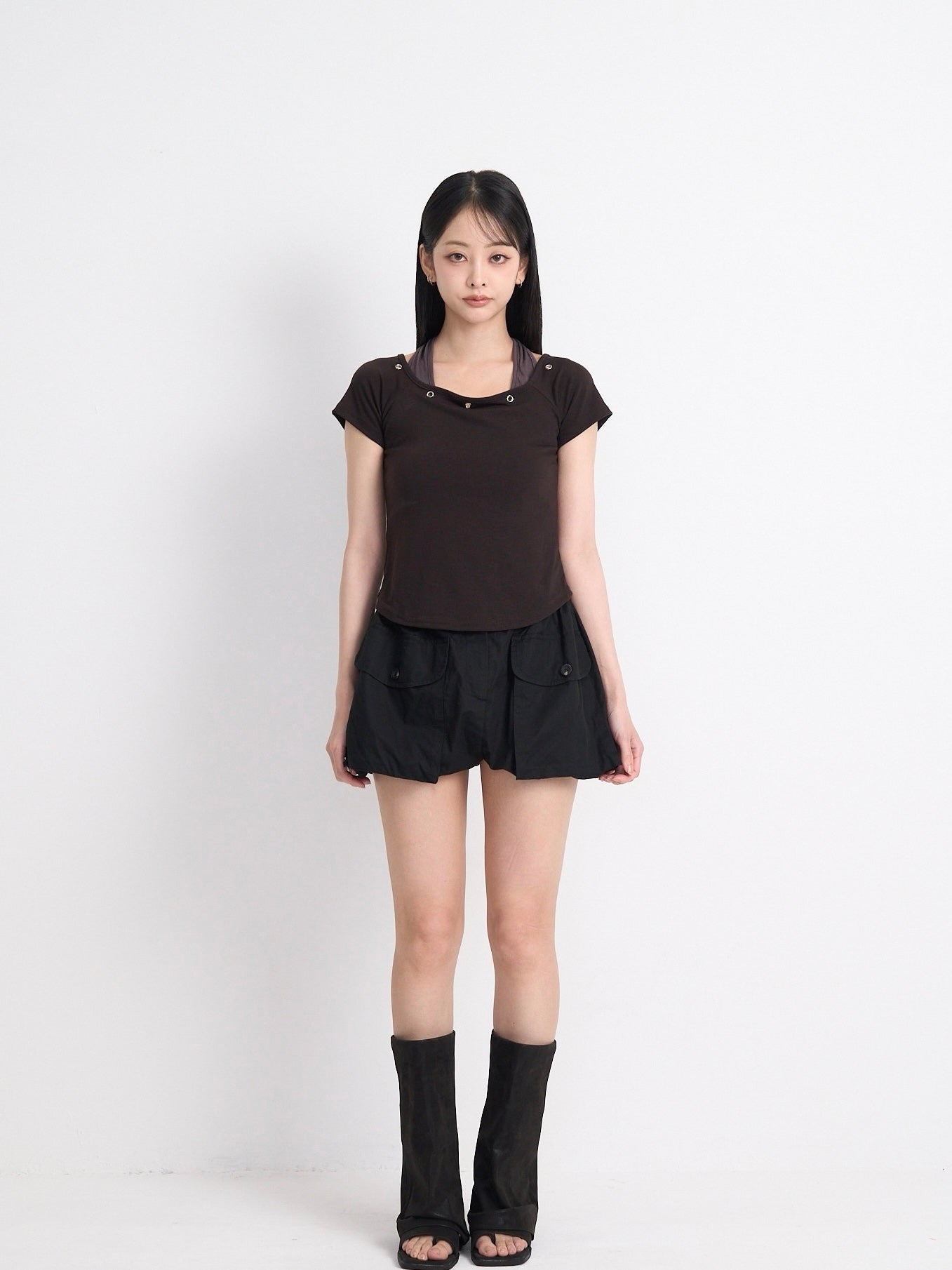 eyelet halter layered tops
