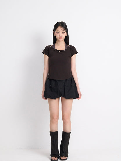 eyelet halter layered tops