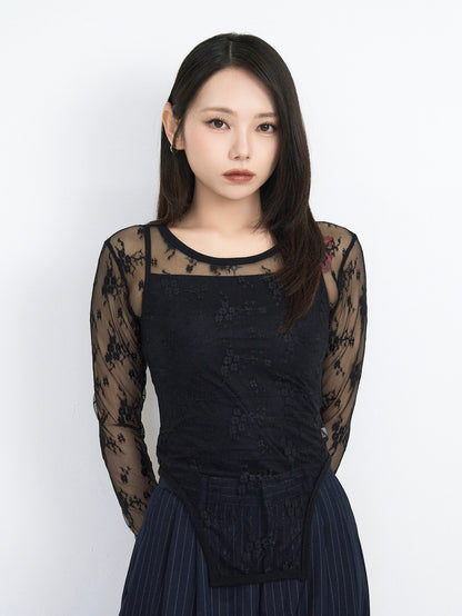 lace side cutout tops