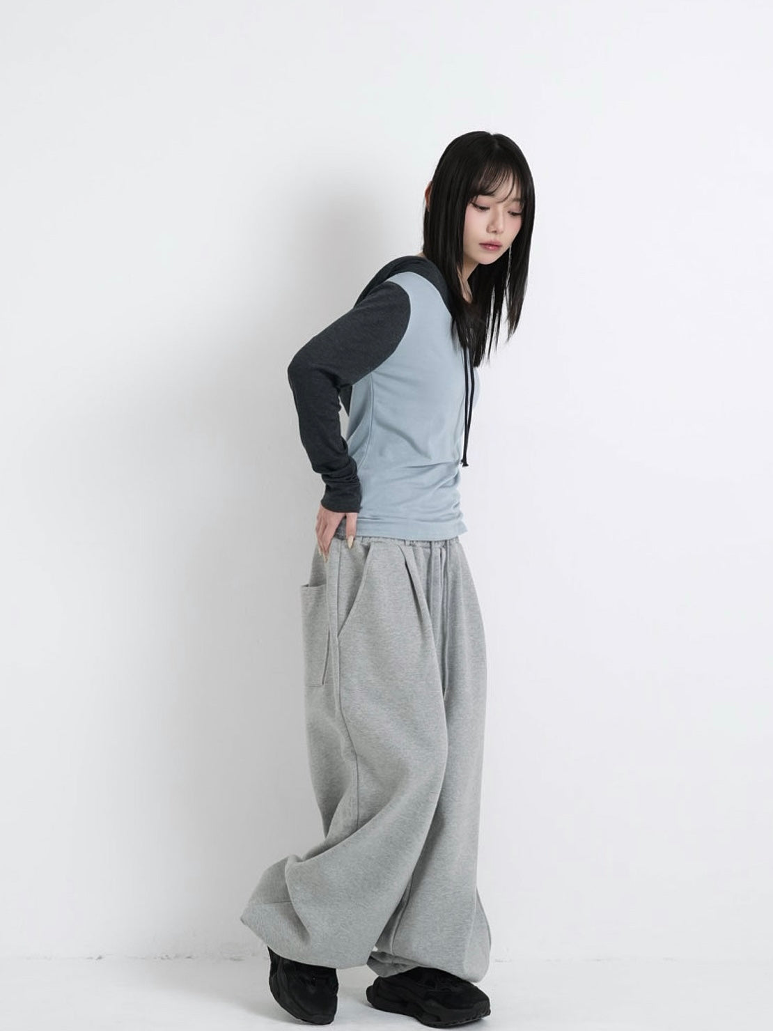 double layered wide pants