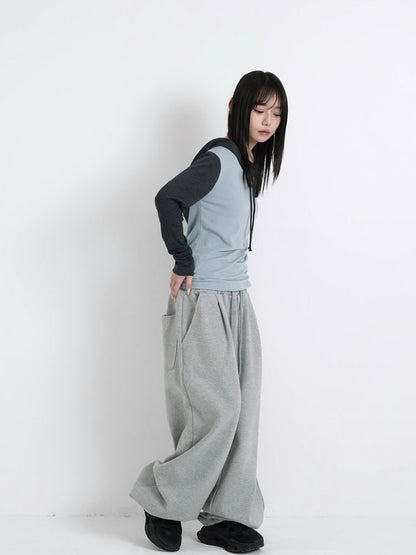 double layered wide pants