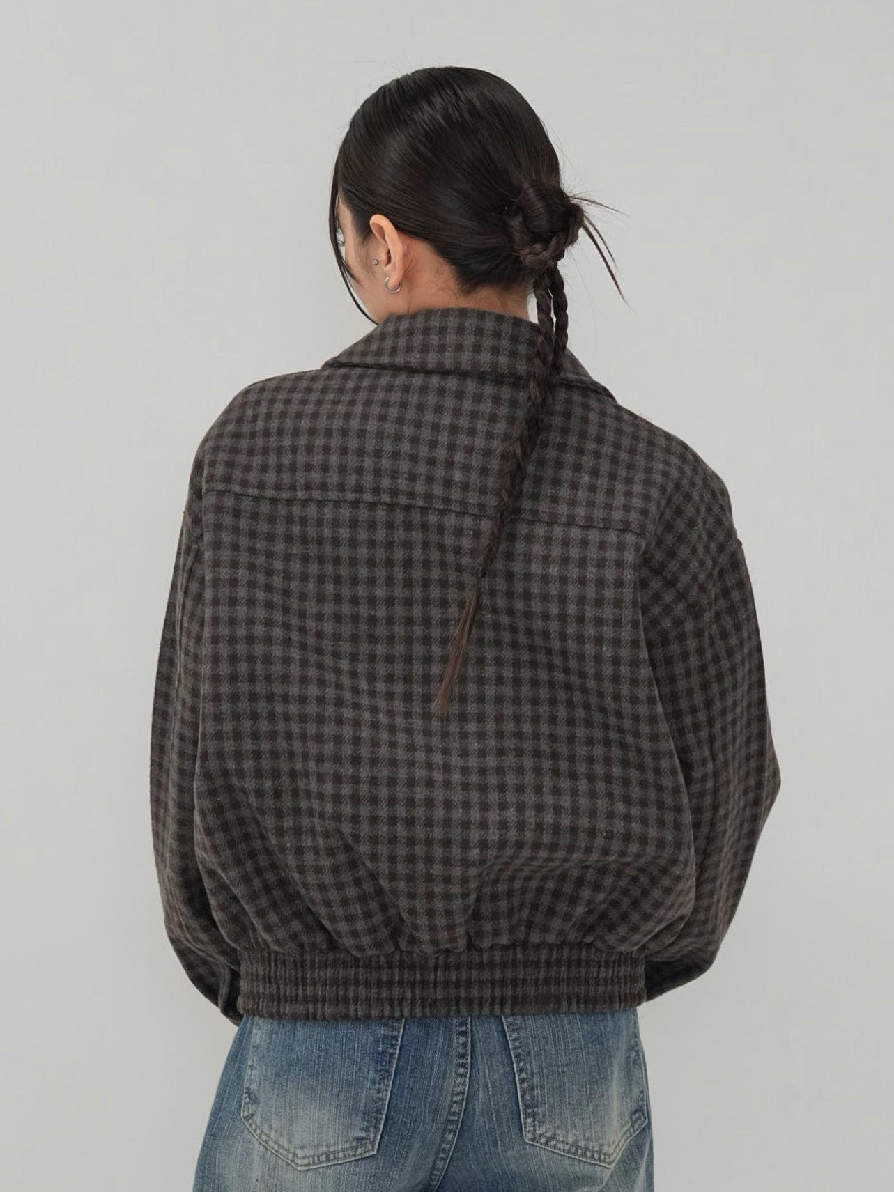 check pocket blouson