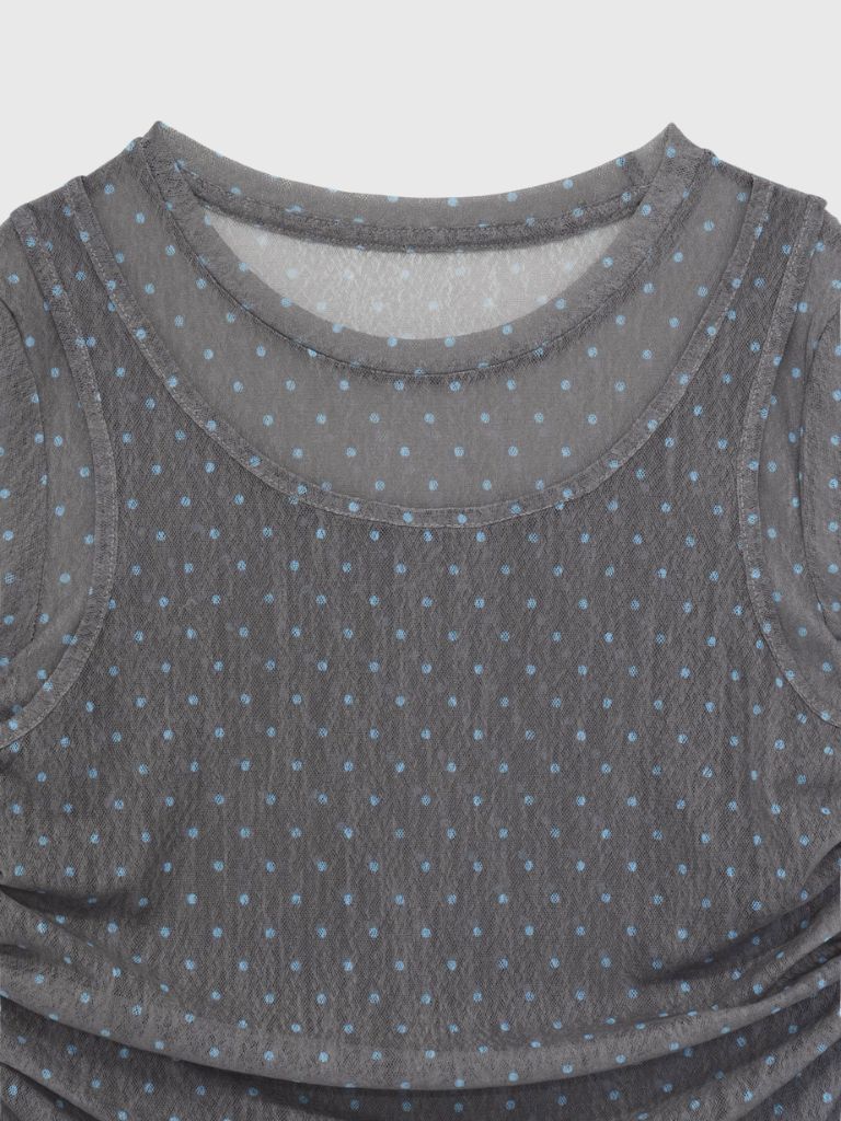 double layered dot sheer tops