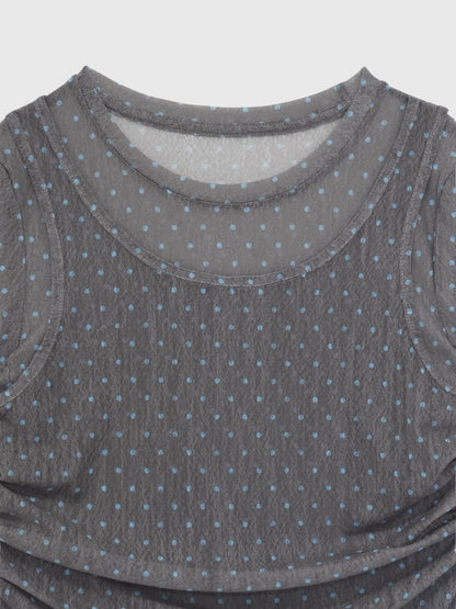 double layered dot sheer tops