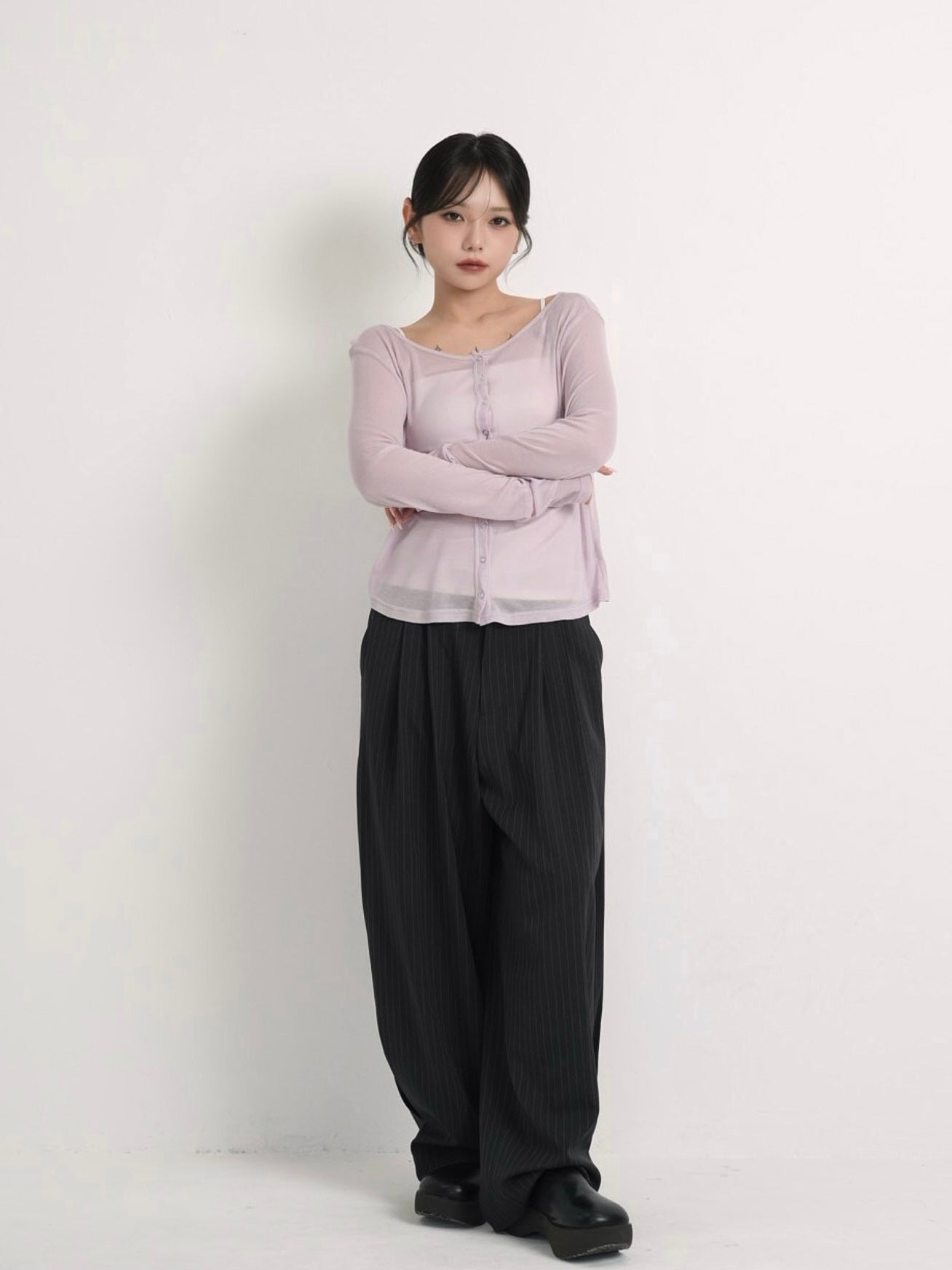 sheer button cardigan
