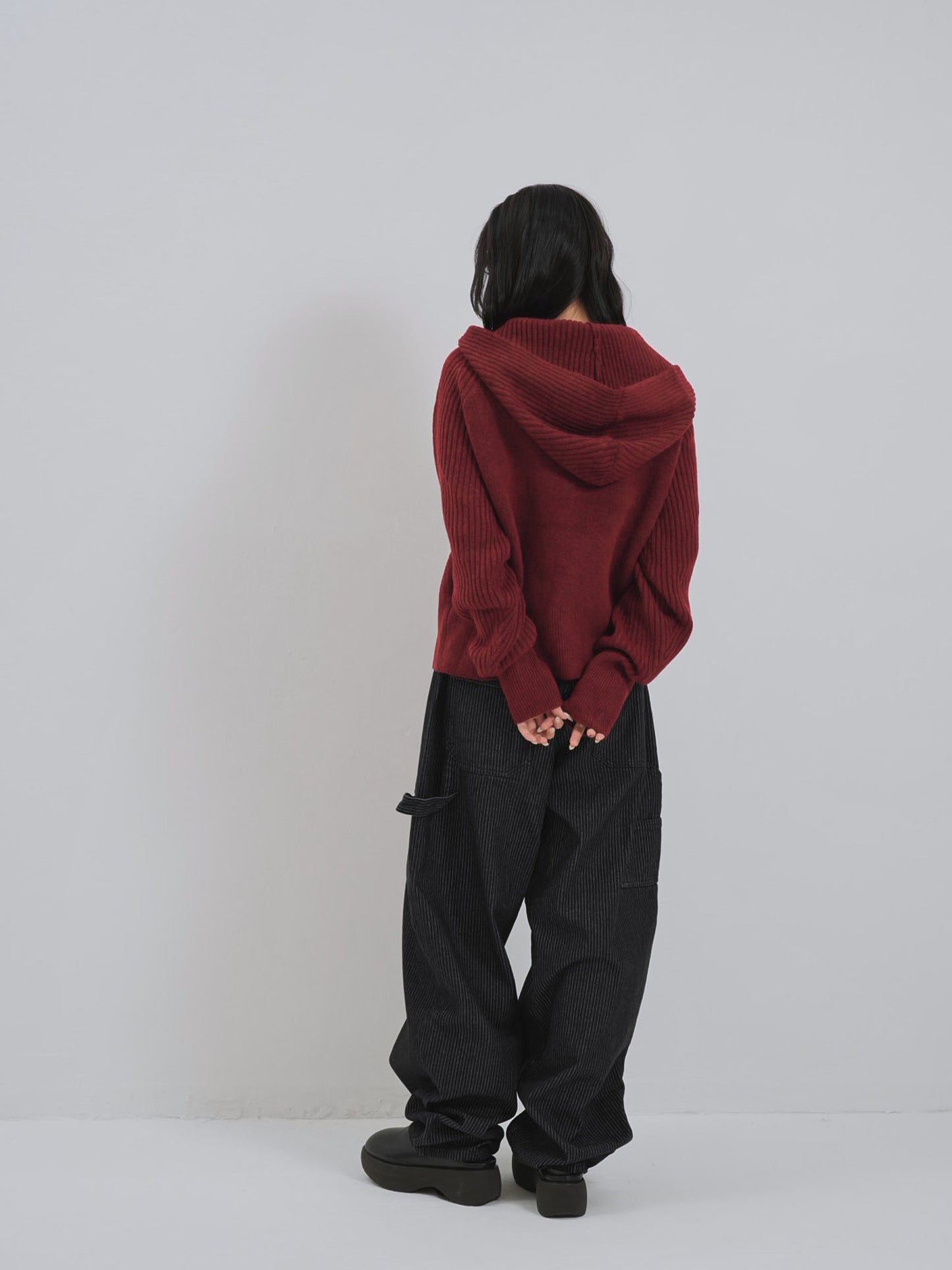 high-neck button knit cardigan