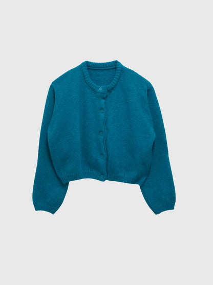 round neck cropped cardigan