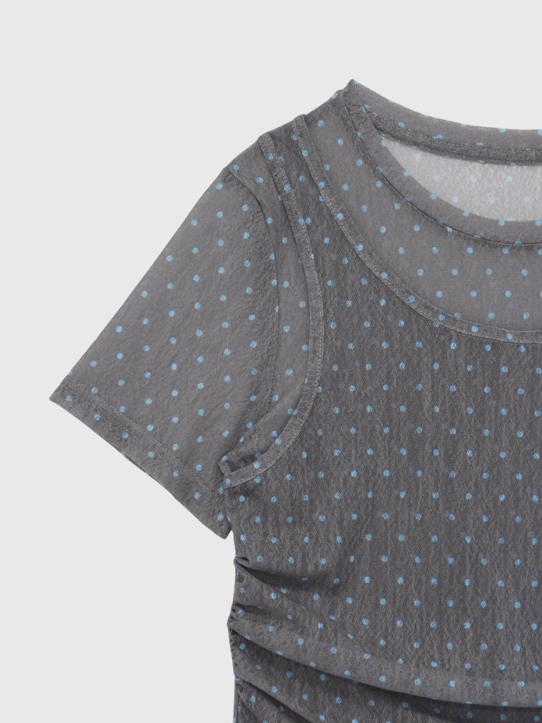 double layered dot sheer tops