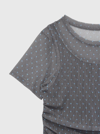 double layered dot sheer tops