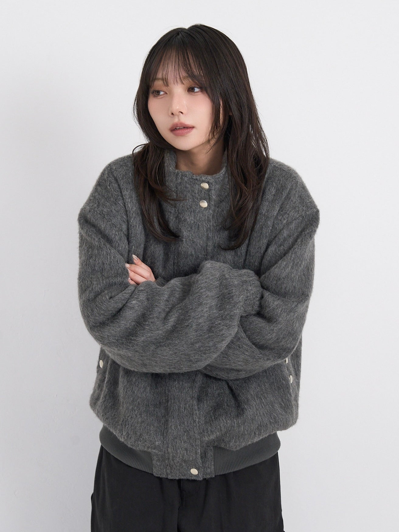 mohair snap blouson