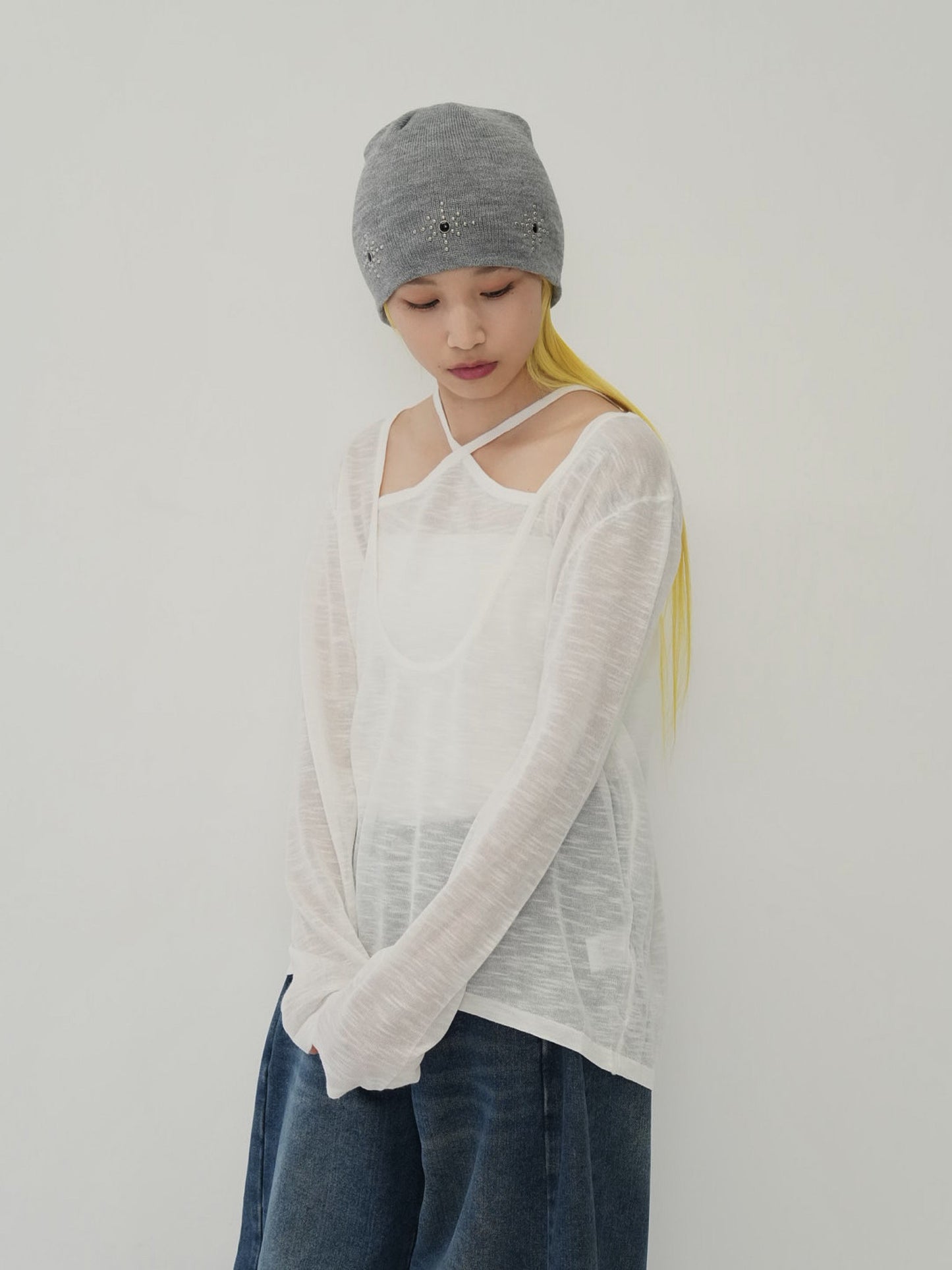 sheer cross knit