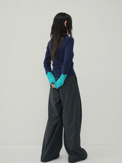 half button bicolor tops #3