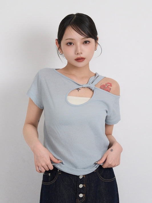 one shoulder cut tops