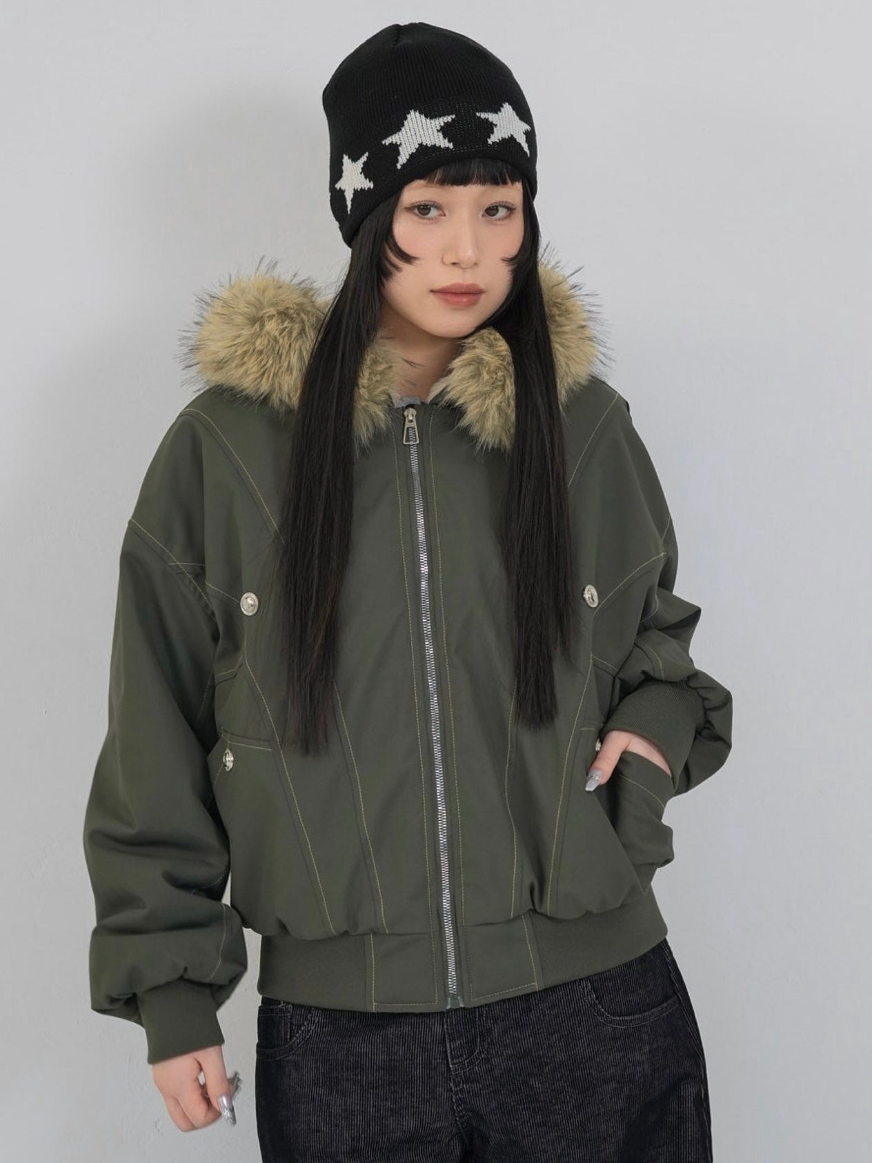 military fur hood jacket