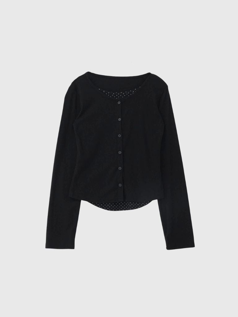 dot inner layered cardigan