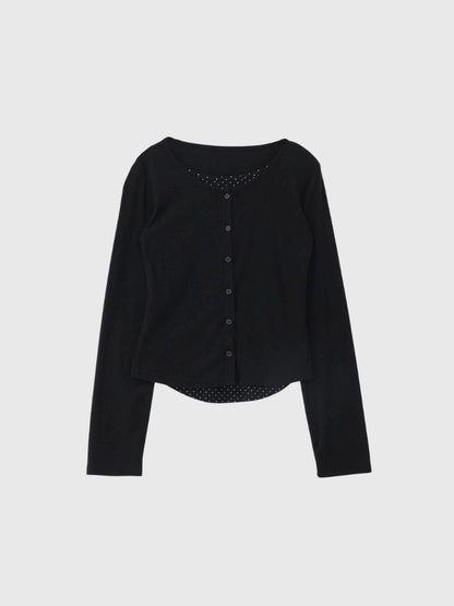 dot inner layered cardigan