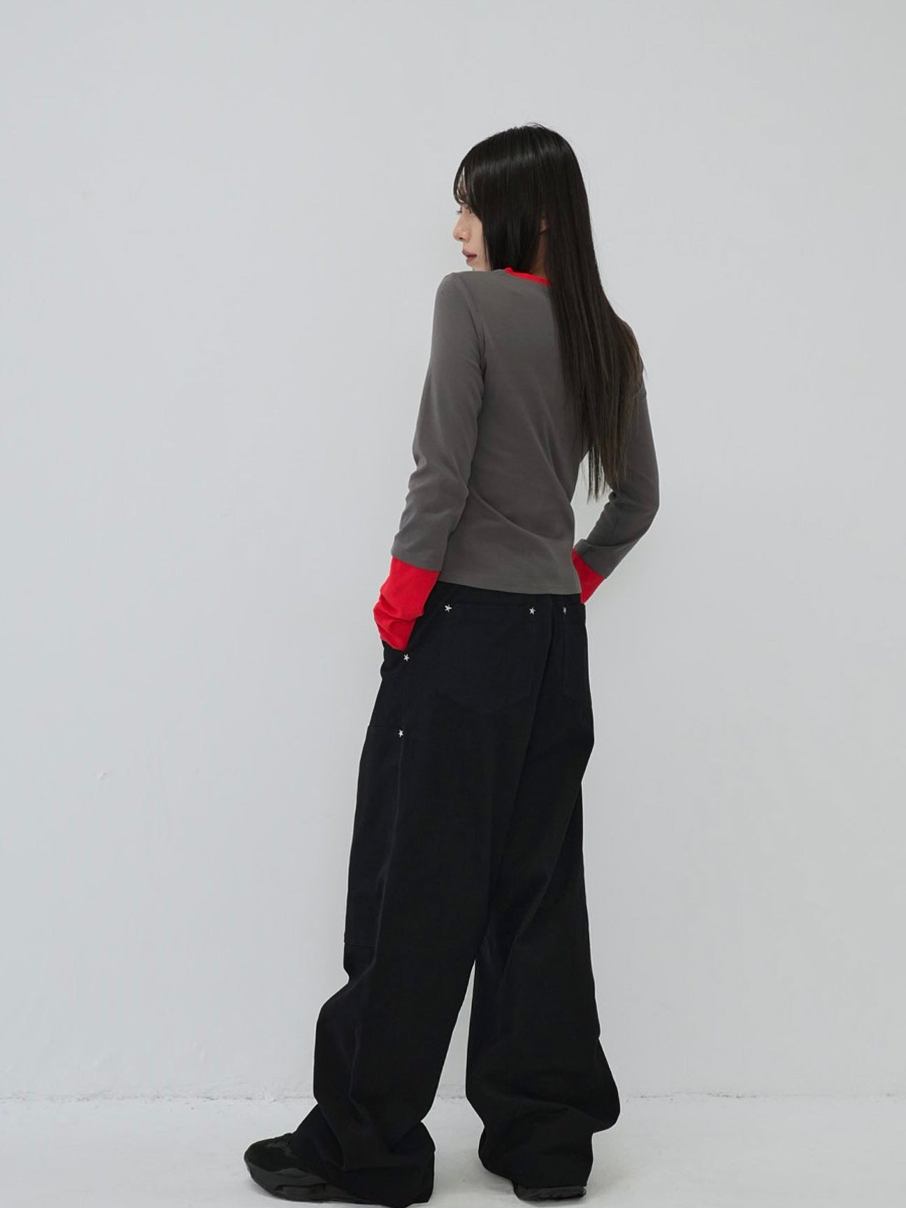 half button bicolor tops #3