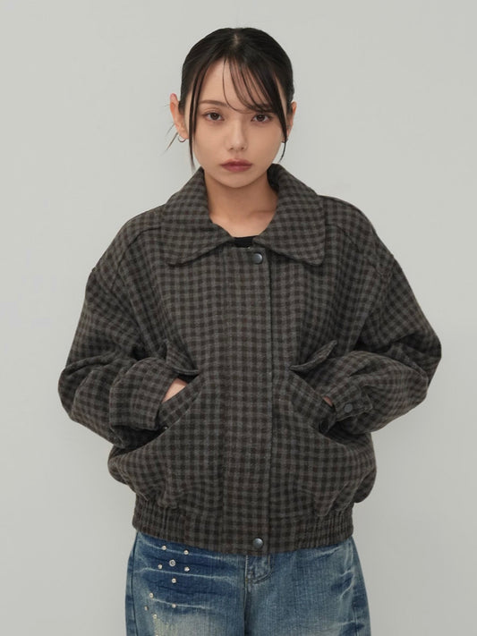 check pocket blouson