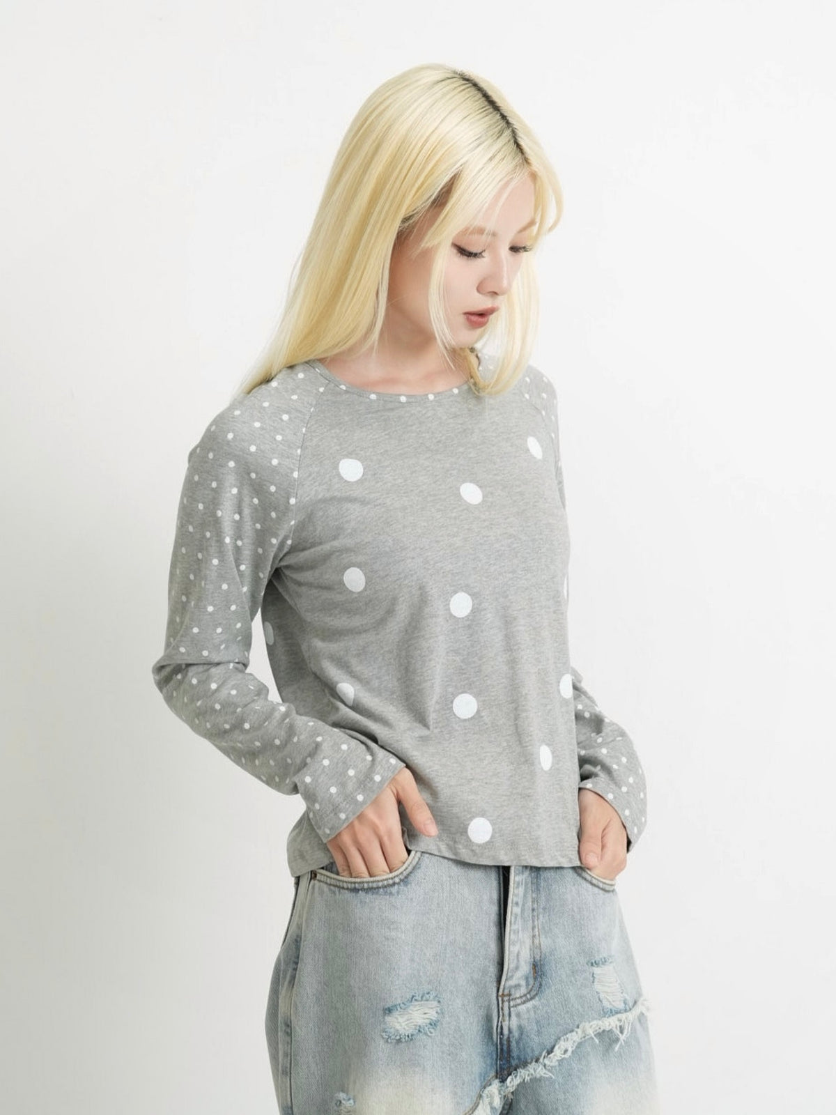 dot mix raglan tops
