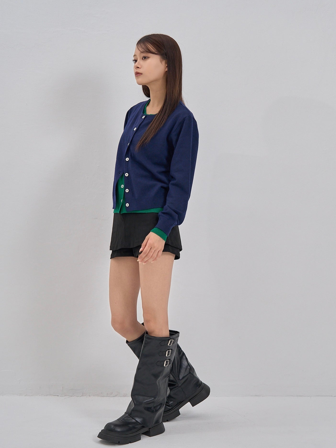 layered panel cardigan