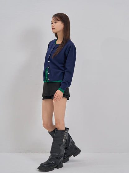 layered panel cardigan