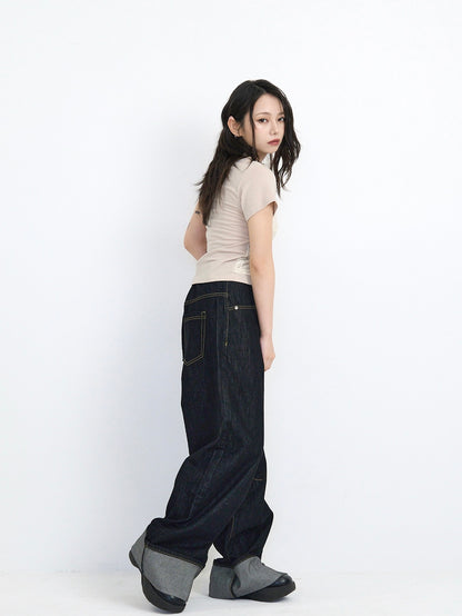 loose wide denim pants