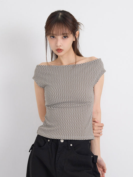 gingham off shoulder tops