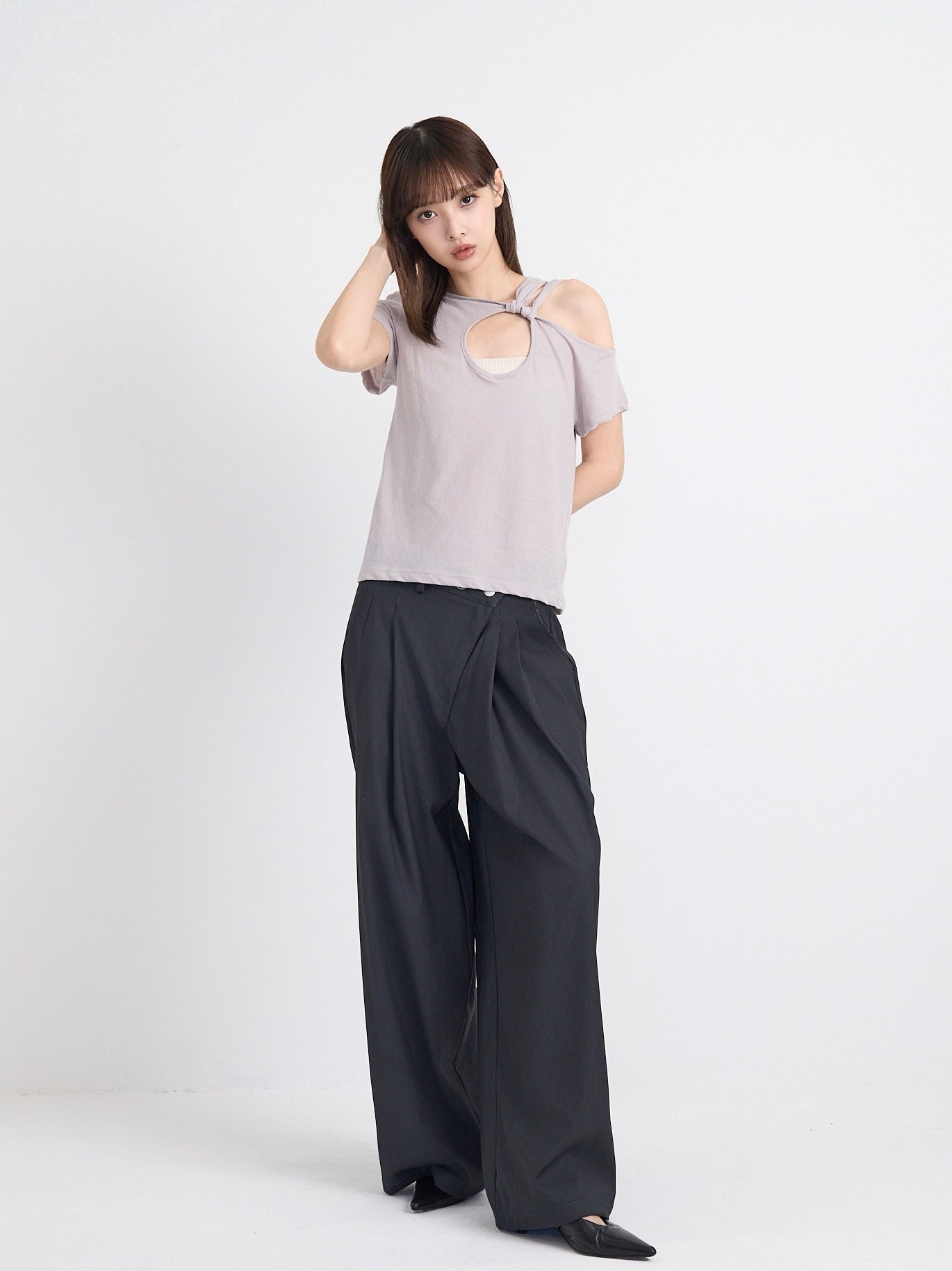one shoulder cut tops