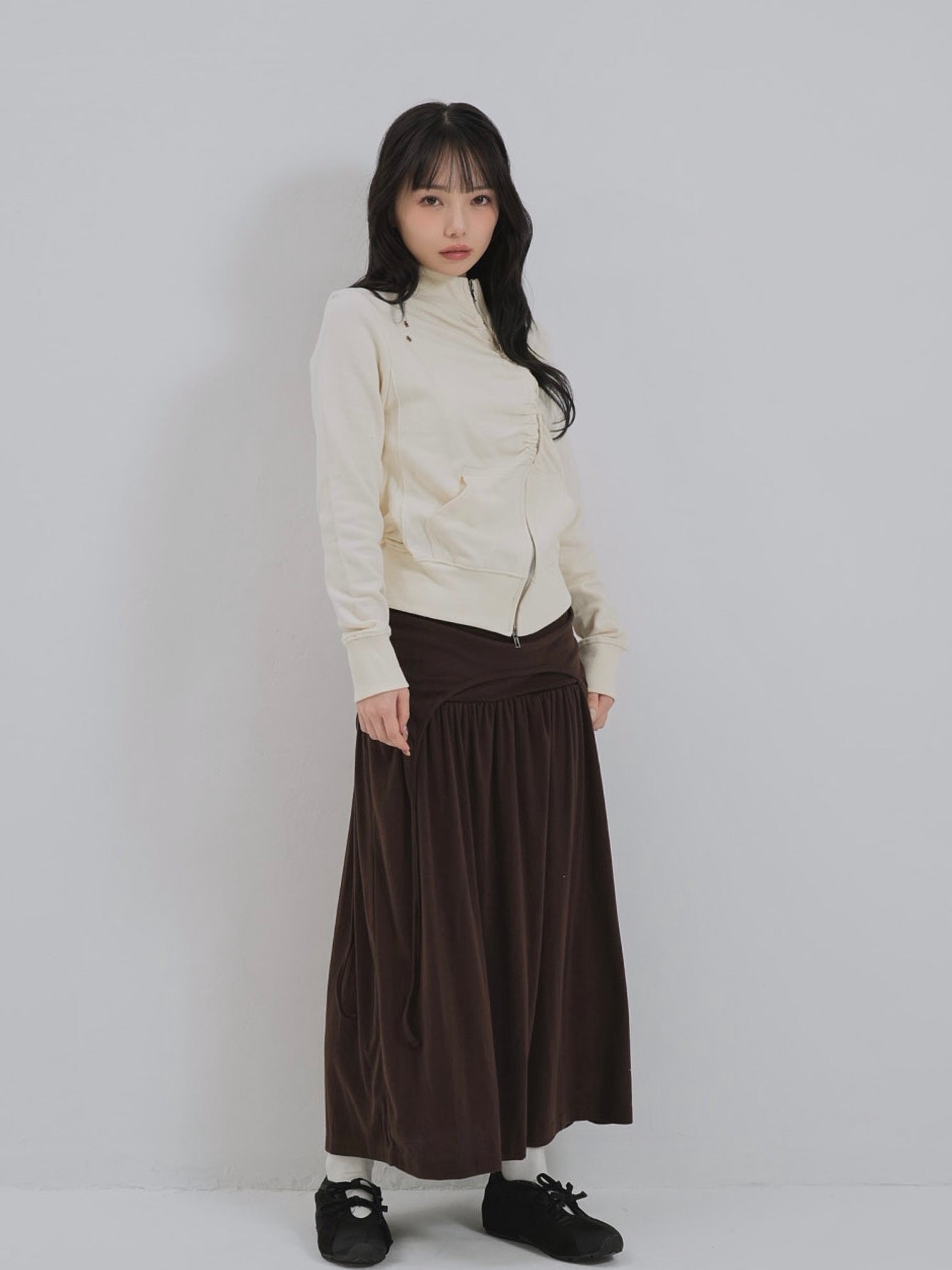 drape gathered long skirt