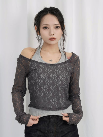 layered lace halter tops