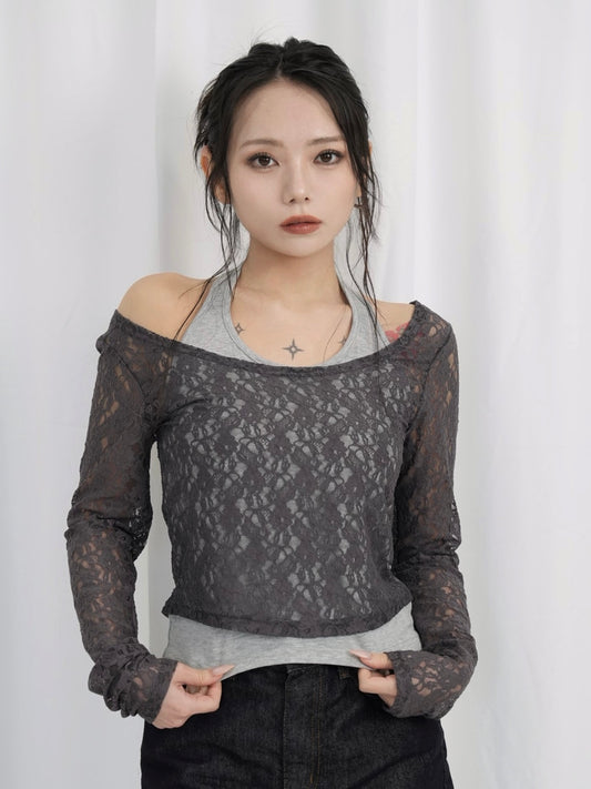layered lace halter tops
