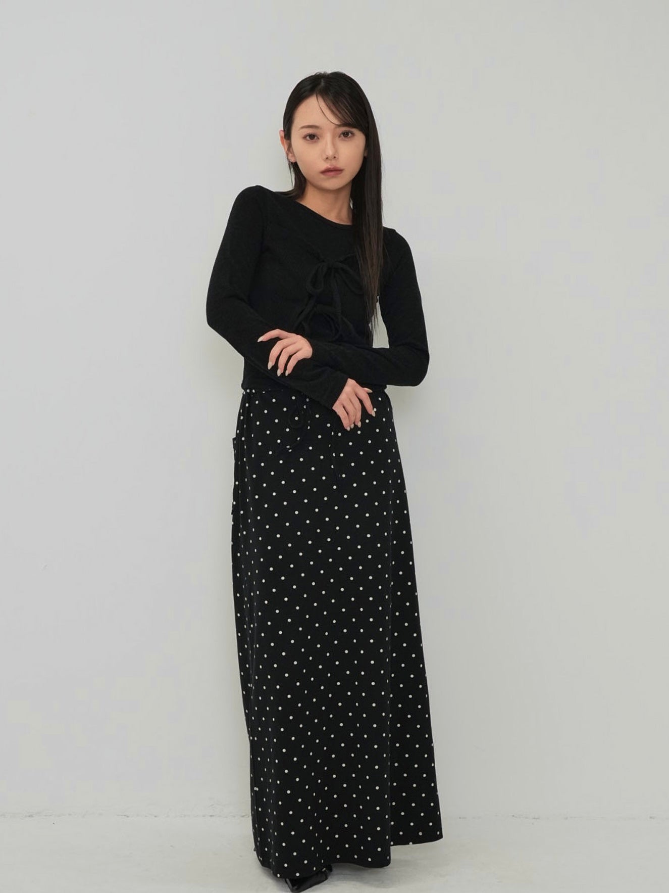 dot maxi skirt