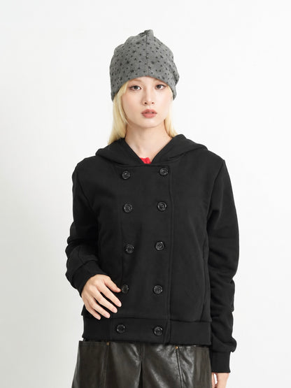 button front hooded jacket