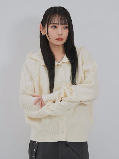 high-neck button knit cardigan