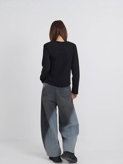 star print basic long tops