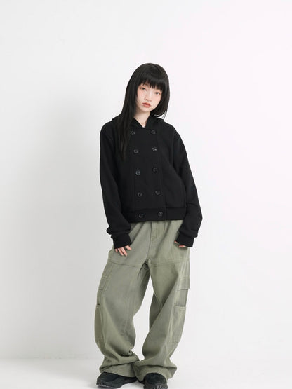 button front hooded jacket