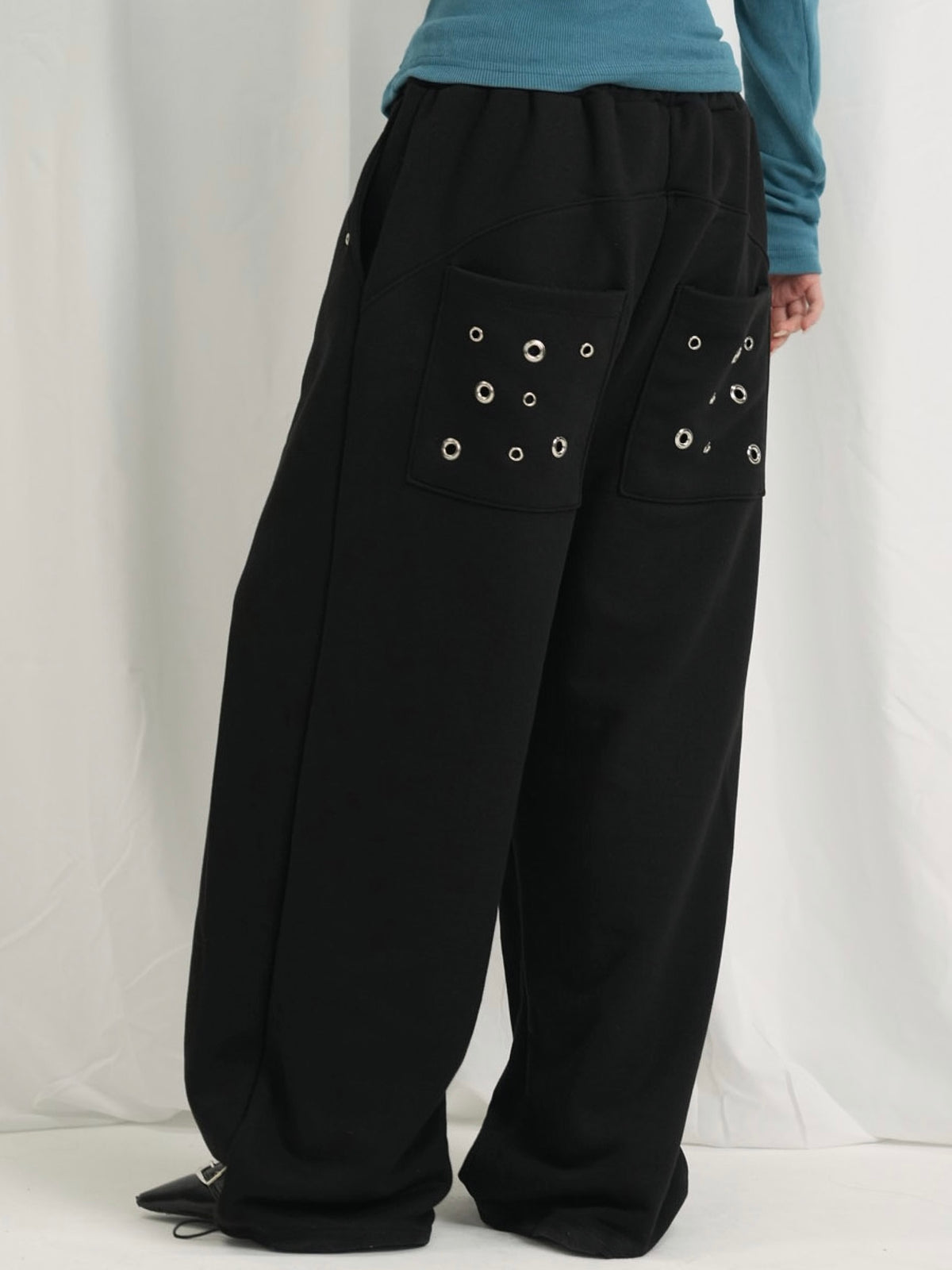 eyelet wide sweat pants