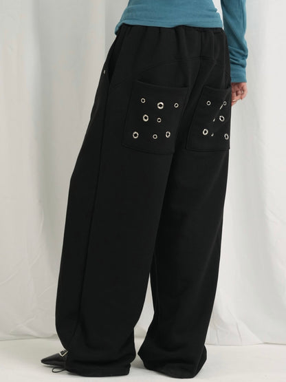 eyelet wide sweat pants