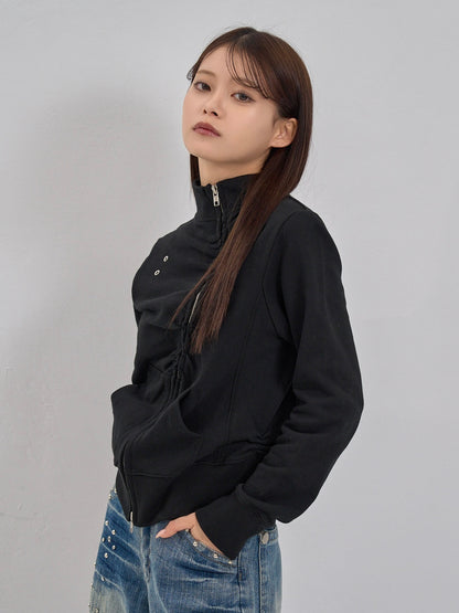 eyelet wave zip tops