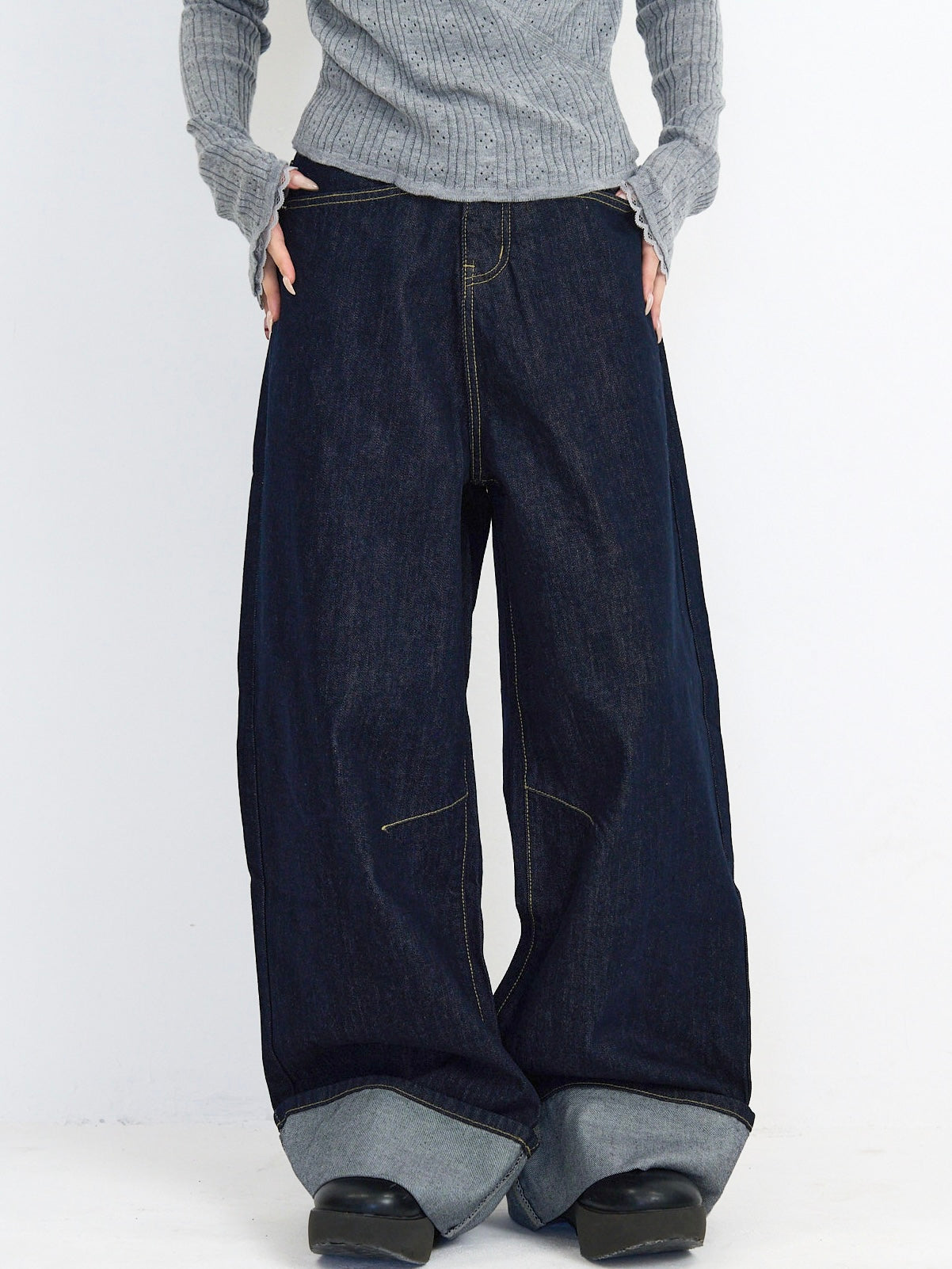 loose wide denim pants