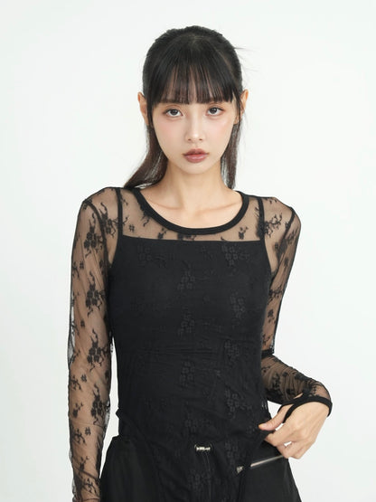 lace side cutout tops