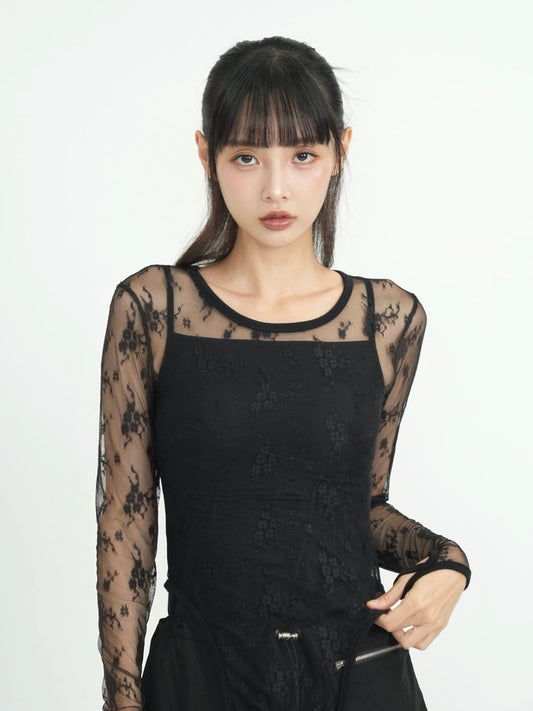 lace side cutout tops