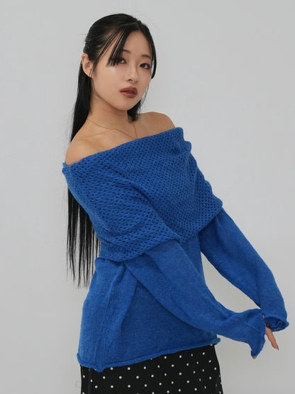 wool off shoulder knit