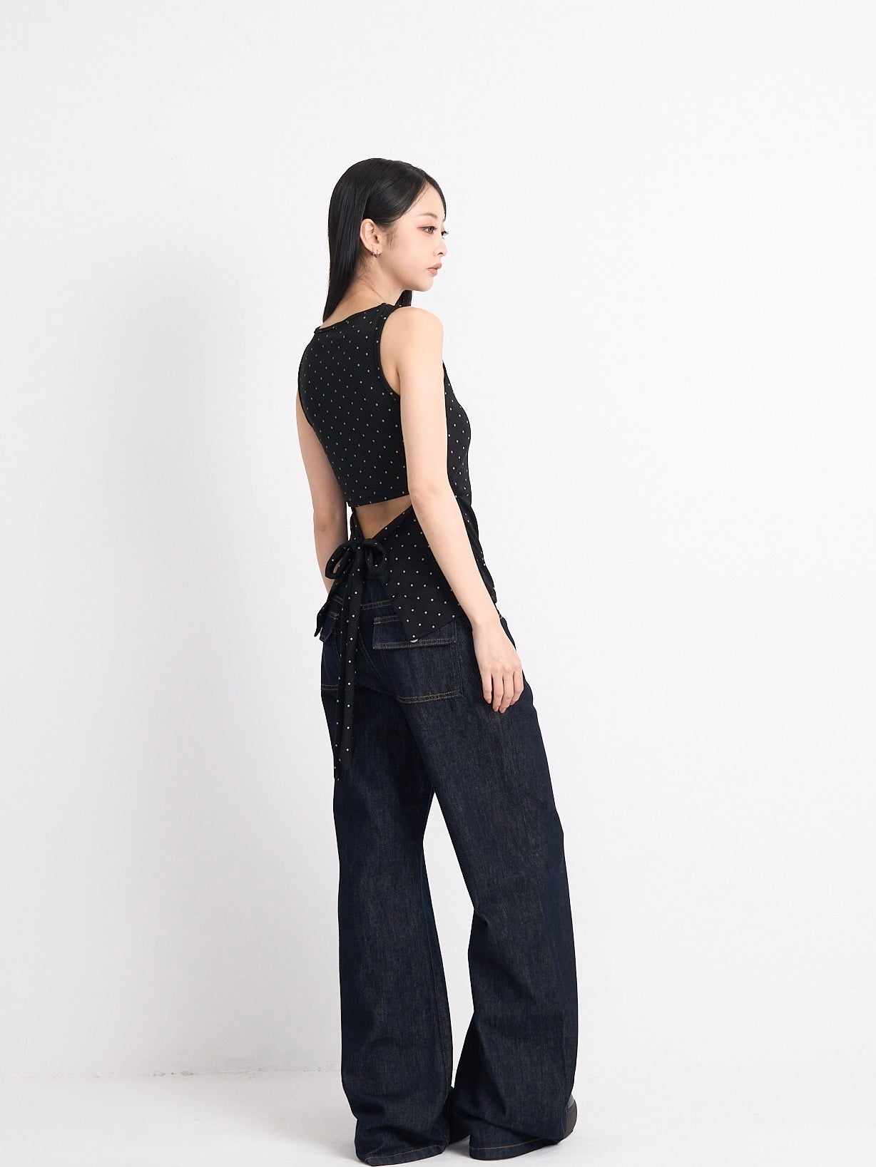 open back ribbon dot tops