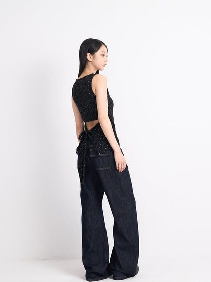 open back ribbon dot tops